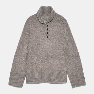 NWT Zara High Collar Sweater With Buttons